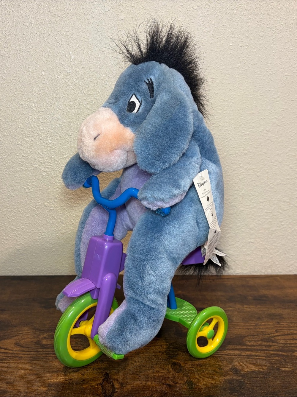Rare NWT Disney Winnie the Pooh Eeyore on Purple And Green Trike Plush Working